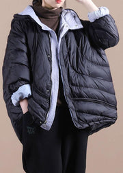 New oversize snow jackets black hooded pockets warm winter coat - bagstylebliss