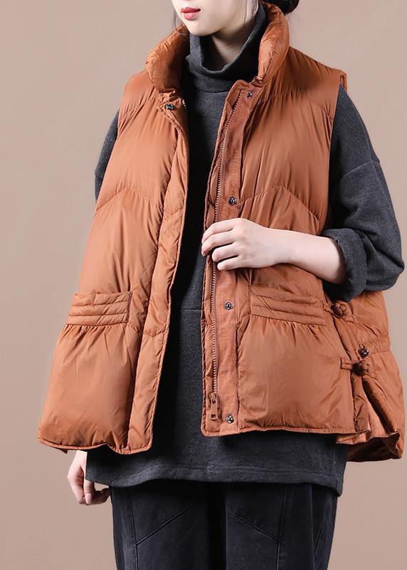 New oversize snow jackets overcoat orange stand collar zippered warm winter coat - bagstylebliss