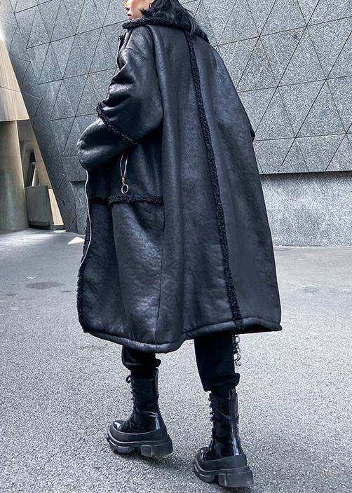 New oversized long jackets winter coats black zippered wool overcoat - bagstylebliss