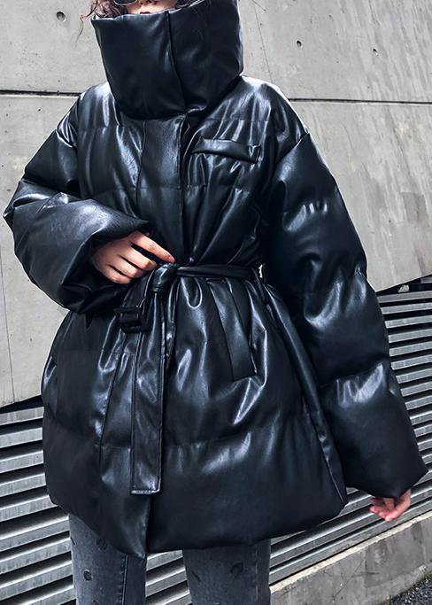 New oversized warm winter coat black high neck Button women parka - bagstylebliss