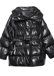 New oversized warm winter coat black high neck Button women parka - bagstylebliss