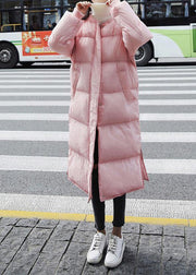 New pink warm winter coat trendy plus size down jacket o neck pockets Casual winter outwear - bagstylebliss