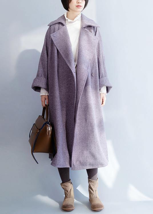 New plus size clothing Winter coat winter coat purple flare sleeve wool overcoat - bagstylebliss