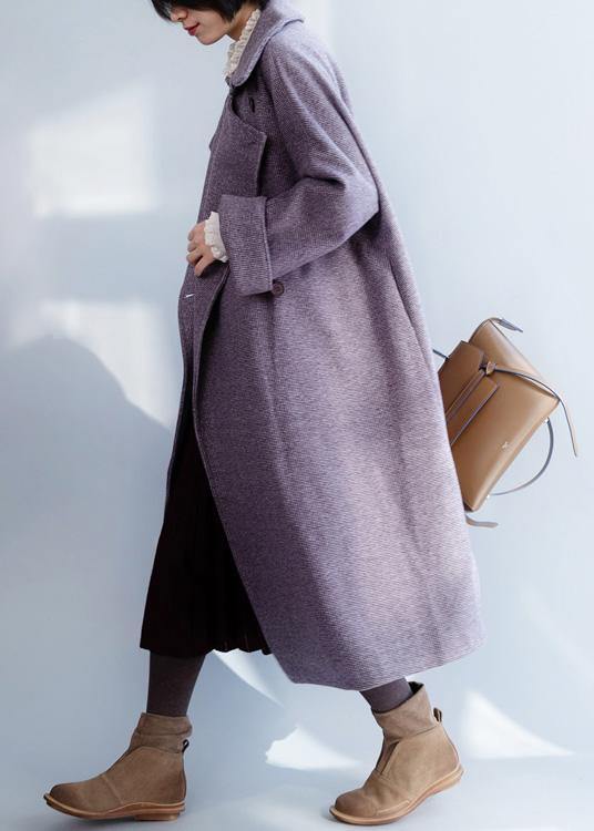 New plus size clothing Winter coat winter coat purple flare sleeve wool overcoat - bagstylebliss