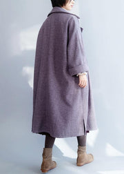 New plus size clothing Winter coat winter coat purple flare sleeve wool overcoat - bagstylebliss