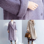 New plus size clothing Winter coat winter coat purple flare sleeve wool overcoat - bagstylebliss