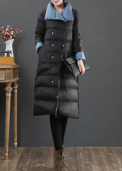 New plus size clothing snow jackets Jackets black stand collar pockets down coat winter - bagstylebliss
