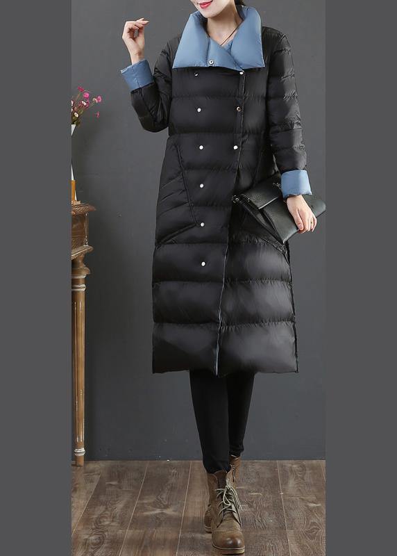 New plus size clothing snow jackets Jackets black stand collar pockets down coat winter - bagstylebliss