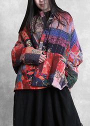 New plus size warm winter coat floral v neck pockets Parkas for women - bagstylebliss