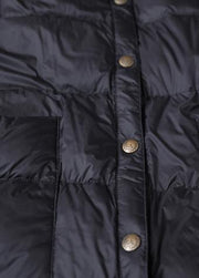 New plus size winter jacket black hooded zippered duck down coat - bagstylebliss