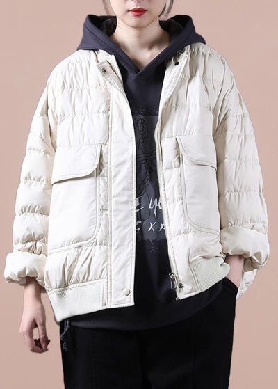 New plus size winter jacket coats beige Large pockets down jacket woman - bagstylebliss