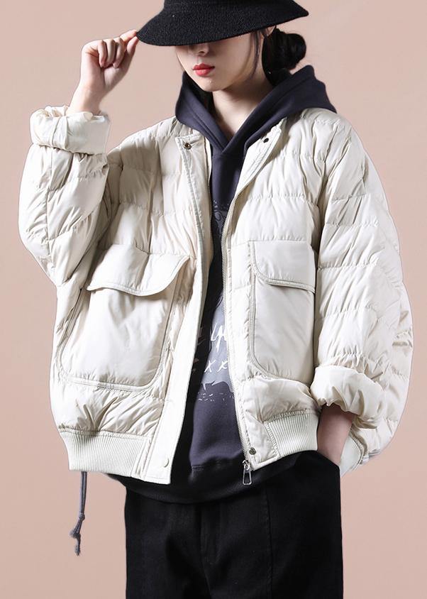 New plus size winter jacket coats beige Large pockets down jacket woman - bagstylebliss