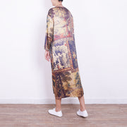 New prints Midi blended dresses plus size traveling dress New bracelet sleeved o neck natural blended dress