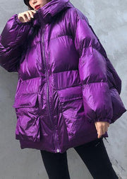 New purple Parkas for women plus size winter hooded pockets outwear - bagstylebliss