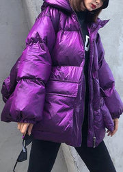 New purple Parkas for women plus size winter hooded pockets outwear - bagstylebliss