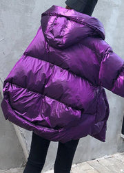 New purple Parkas for women plus size winter hooded pockets outwear - bagstylebliss