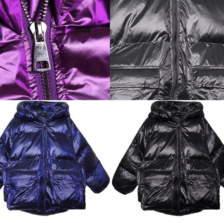 New purple Parkas for women plus size winter hooded pockets outwear - bagstylebliss
