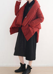 New red goose Down coat oversize stand collar snow jackets Dark buckle fine winter outwear - bagstylebliss