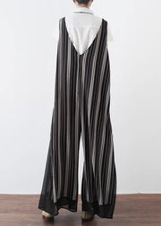 New striped women's chiffon sling wide leg jumpsuit - bagstylebliss