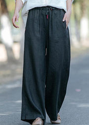 New style literature and art black casual pants Elastic Waist Wide Leg Pants - bagstylebliss