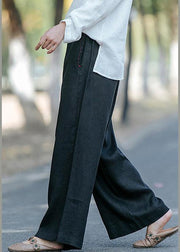 New style literature and art black casual pants Elastic Waist Wide Leg Pants - bagstylebliss