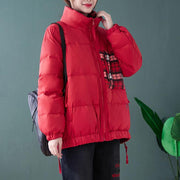 New trendy plus size down jacket Winter overcoat red stand collar patchwork goose Down coat - bagstylebliss