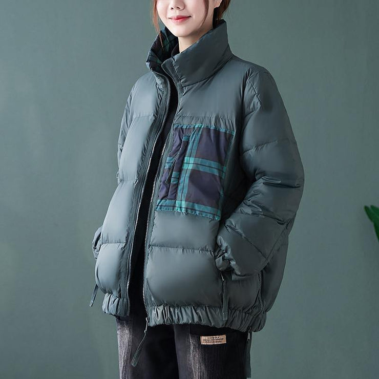 New trendy plus size down jacket Winter overcoat red stand collar patchwork goose Down coat - bagstylebliss