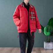 New trendy plus size down jacket Winter overcoat red stand collar patchwork goose Down coat - bagstylebliss