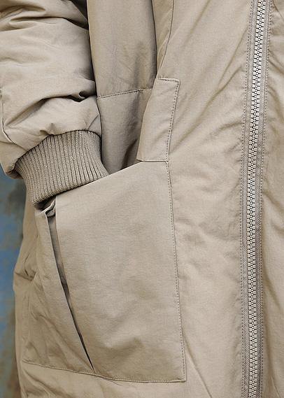 New trendy plus size snow jackets stand collar outwear khaki zippered warm winter coat - bagstylebliss