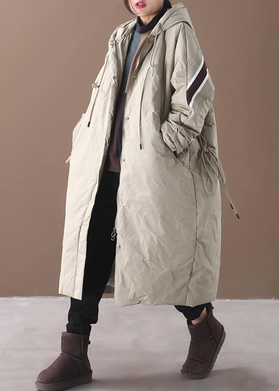 New trendy plus size winter jacket black hooded zippered goose Down coat - bagstylebliss