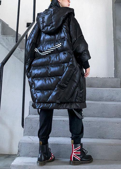 New trendy plus size winter jacket loose hooded winter coats black thick pockets coat - bagstylebliss