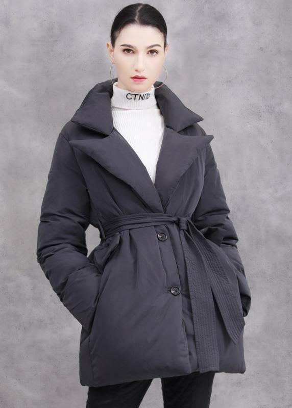 New white duck down coat plussize tie waist winter jacket thick Luxury coats - bagstylebliss