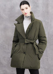 New white duck down coat plussize tie waist winter jacket thick Luxury coats - bagstylebliss