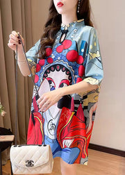 2021 New Summer Peking Opera Face Design And Slim Slim Dress