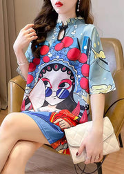 2021 New Summer Peking Opera Face Design And Slim Slim Dress