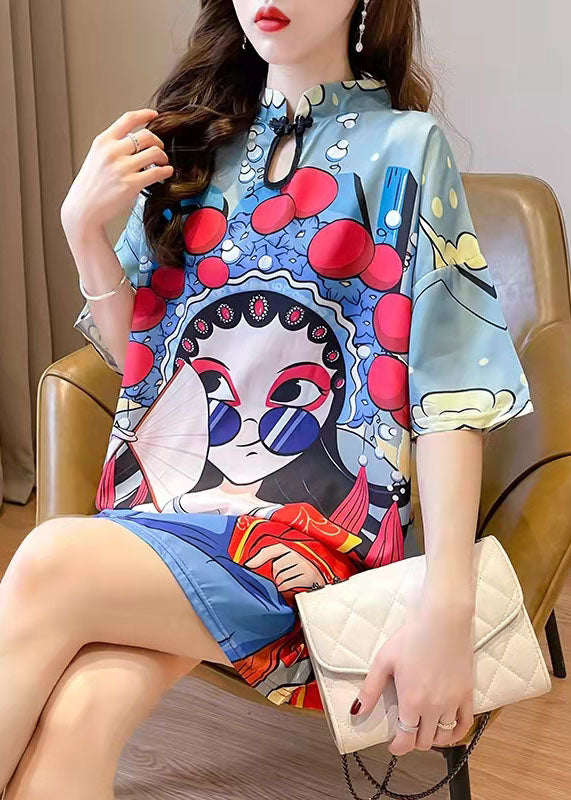 2024 New Summer Peking Opera Face Design And Slim Slim Dress