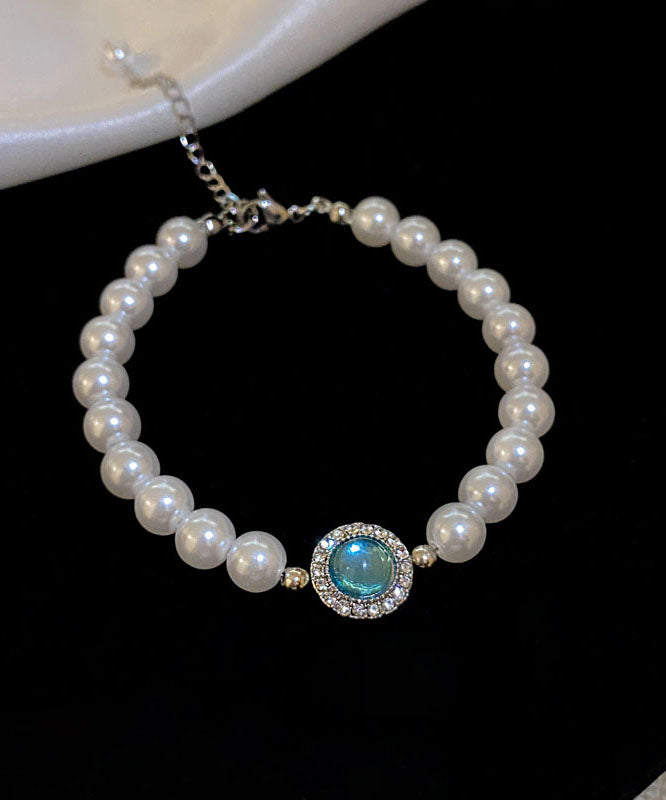 Novelty Silk Overgild Zircon Pearl Charm Bracelet