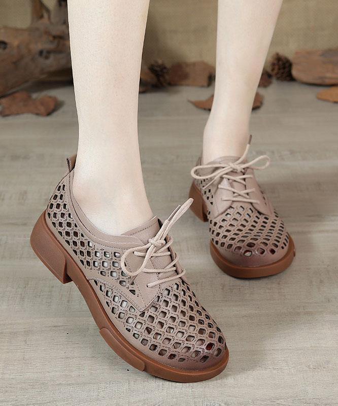 Nude Flat Shoes For Women Genuine Leather Boutique Cross Strap Flat Shoes - bagstylebliss