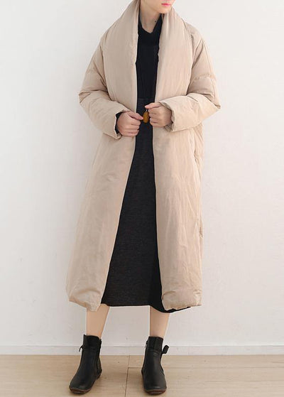 Nude Original design literary thickening retro white duck down coat long over-the-knee down jacket - bagstylebliss