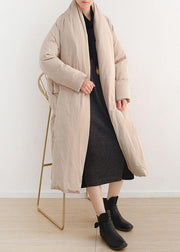 Nude Original design literary thickening retro white duck down coat long over-the-knee down jacket - bagstylebliss