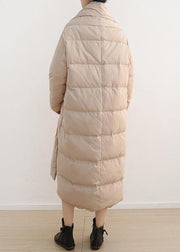 Nude Original design literary thickening retro white duck down coat long over-the-knee down jacket - bagstylebliss