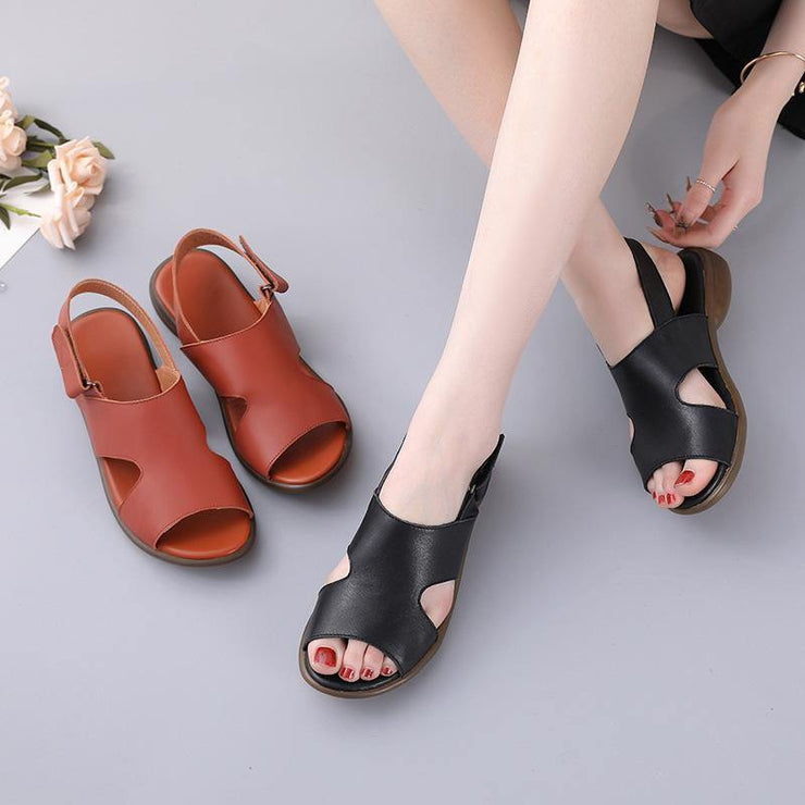 Orange Walking Sandals Genuine Leather Casual  Water Sandals - bagstylebliss