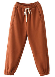 Orange elastic waist Warm Fleece harem Pants Winter