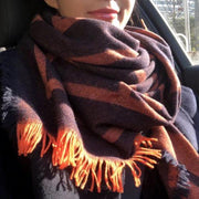 Orange geometric big scarf shawl thickened autumn and winter double-sided dual-use - bagstylebliss