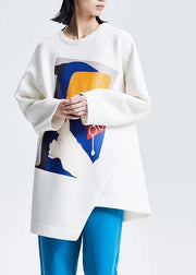 Organic Asymmetrical design cotton Spring Clothes Fabrics Graffiti Print T Shirt - bagstylebliss