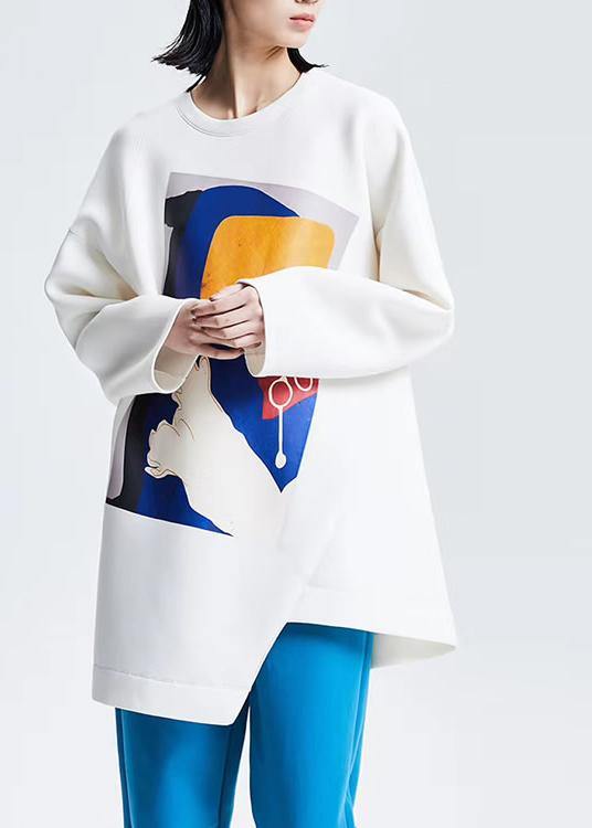 Organic Asymmetrical design cotton Spring Clothes Fabrics Graffiti Print T Shirt - bagstylebliss