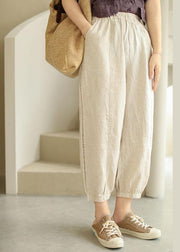 Organic Beige Retro Hollow Out Pockets Fall Pants - bagstylebliss