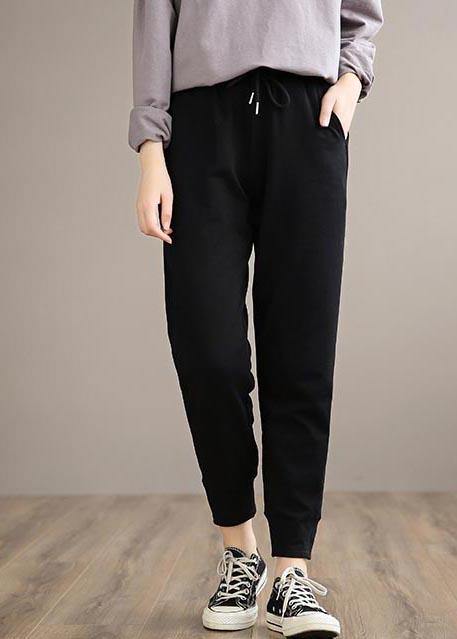 Organic Black Pants Plus Size Clothing Spring Elastic Waist Gifts Casual Pants - bagstylebliss