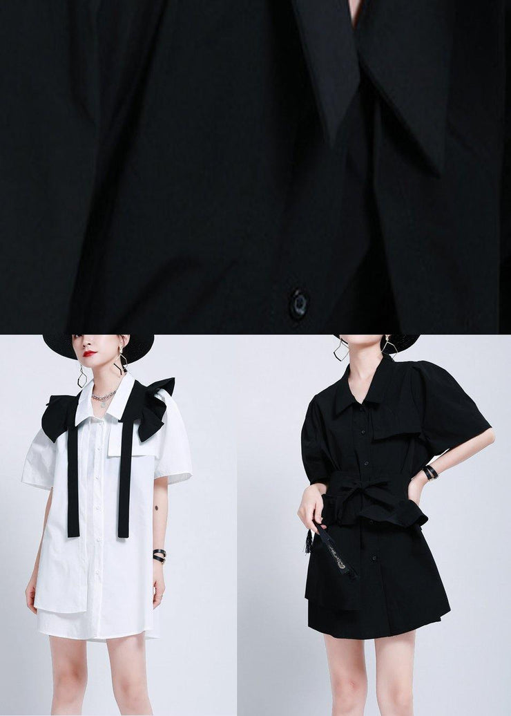 Organic Black Peter Pan Collar Summer Cotton Dress - bagstylebliss
