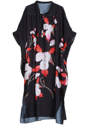 Organic Black Oversize Floral Summer Maxi Dresses - bagstylebliss